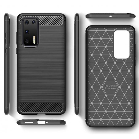 Funda Gel Tpu Tipo Carbon Negra para Huawei P40
