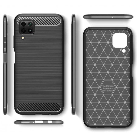 Funda Gel Tpu Tipo Carbon Negra para Huawei P40 Lite