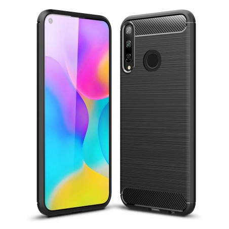 Funda Gel Tpu Tipo Carbon Negra para Huawei P40 Lite E