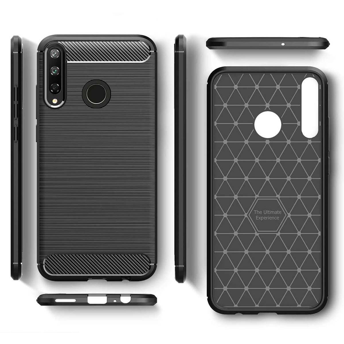 Funda Gel Tpu Tipo Carbon Negra para Huawei P40 Lite E
