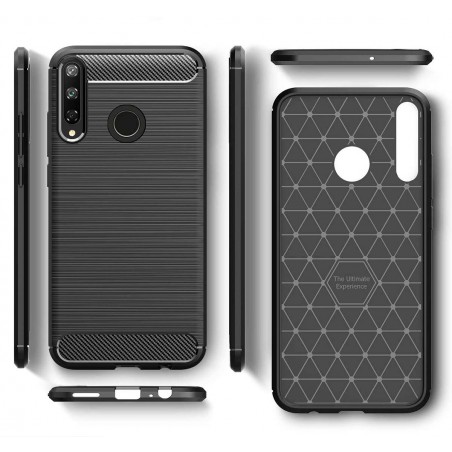Funda Gel Tpu Tipo Carbon Negra para Huawei P40 Lite E