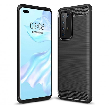 Funda Gel Tpu Tipo Carbon Negra para Huawei P40 Pro