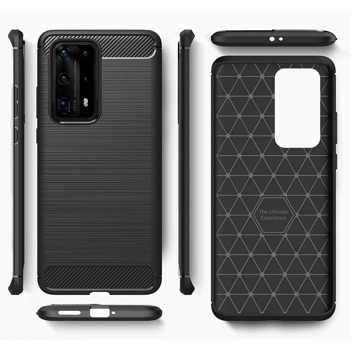Funda Gel Tpu Tipo Carbon Negra para Huawei P40 Pro