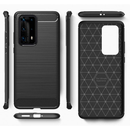 Funda Gel Tpu Tipo Carbon Negra para Huawei P40 Pro