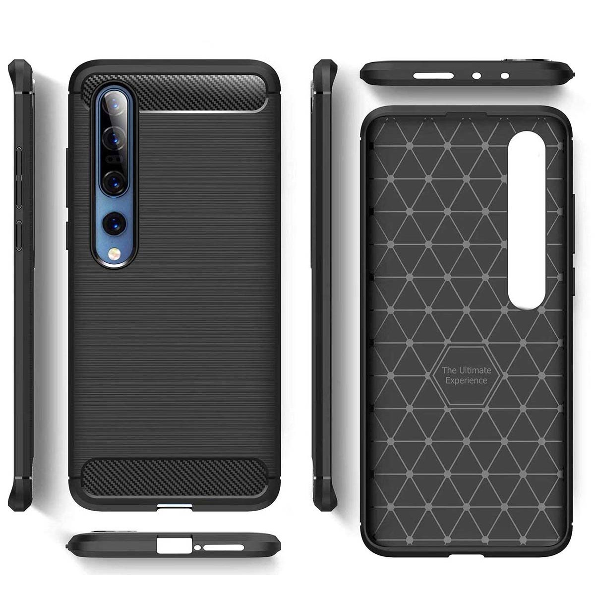 Funda Gel Tpu Tipo Carbon Negra para Xiaomi Mi 10 / Mi 10 Pro