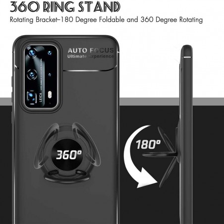 Funda Magnetica Soporte con Anillo Giratorio 360 para Huawei P40 Pro Negra