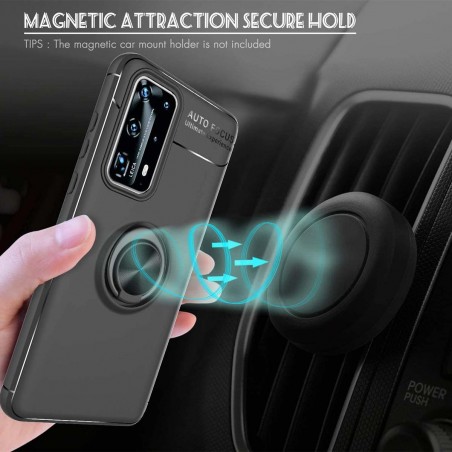Funda Magnetica Soporte con Anillo Giratorio 360 para Huawei P40 Pro Negra