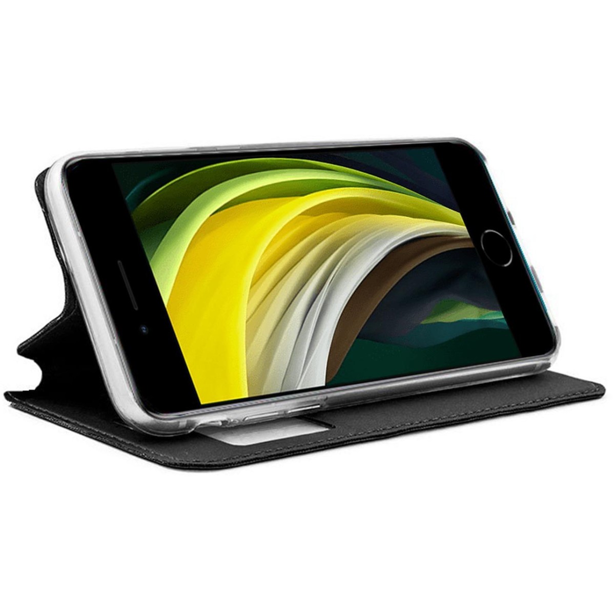 Funda Libro Soporte con Ventana para Iphone SE 2020 Negra