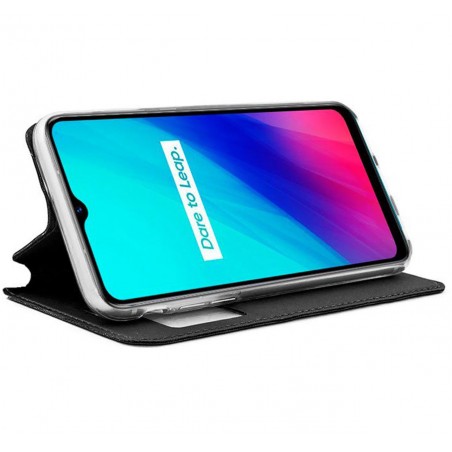 Funda Libro Soporte con Ventana para Realme C3 Negra