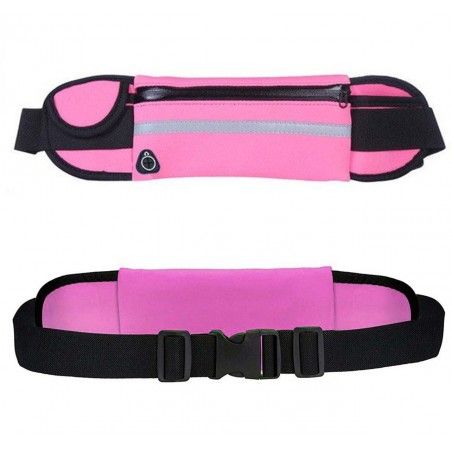 Cinturón Riñonera Deportivo con Bolsillos y Soporte para Botella color Rosa
