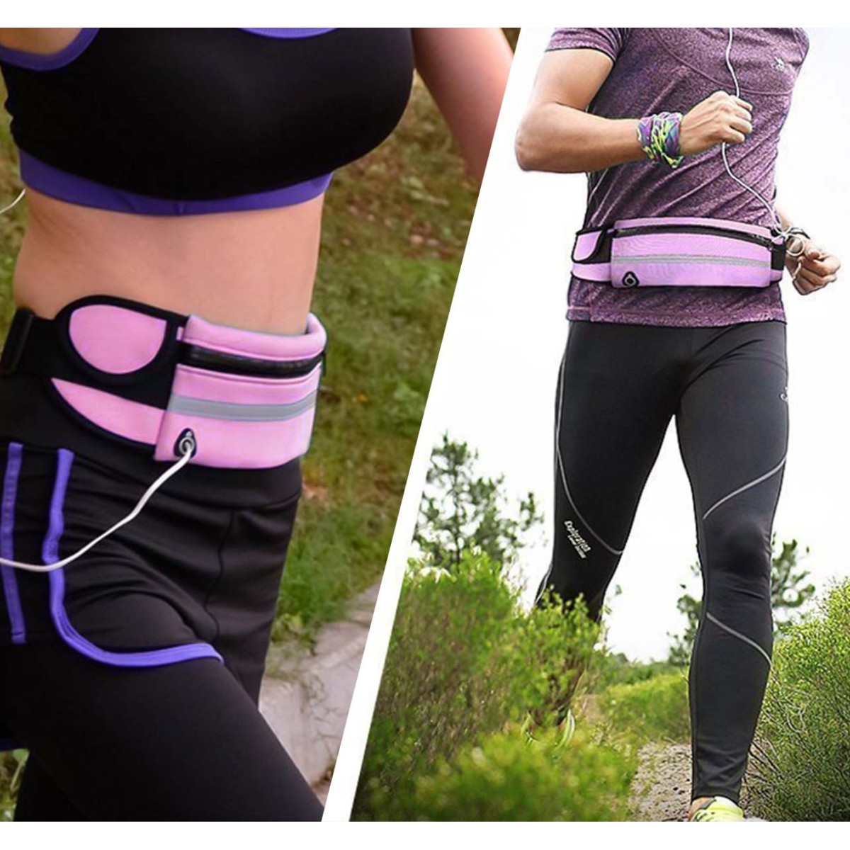 Cinturón Riñonera Deportivo con Bolsillos y Soporte para Botella color Rosa