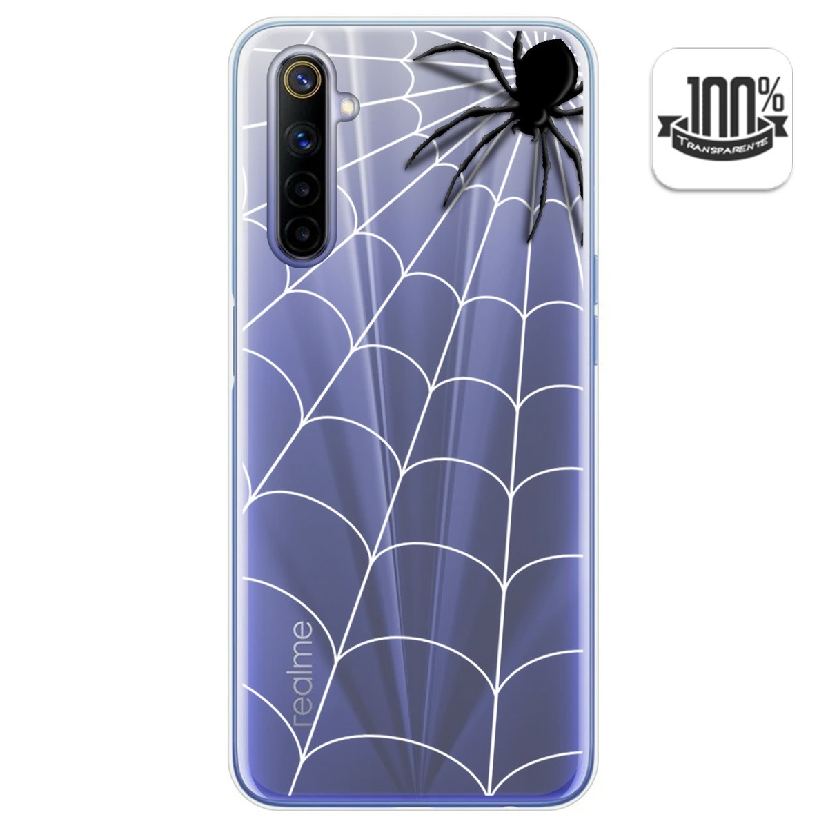 Funda Gel Transparente para Realme 6 diseño Araña Dibujos