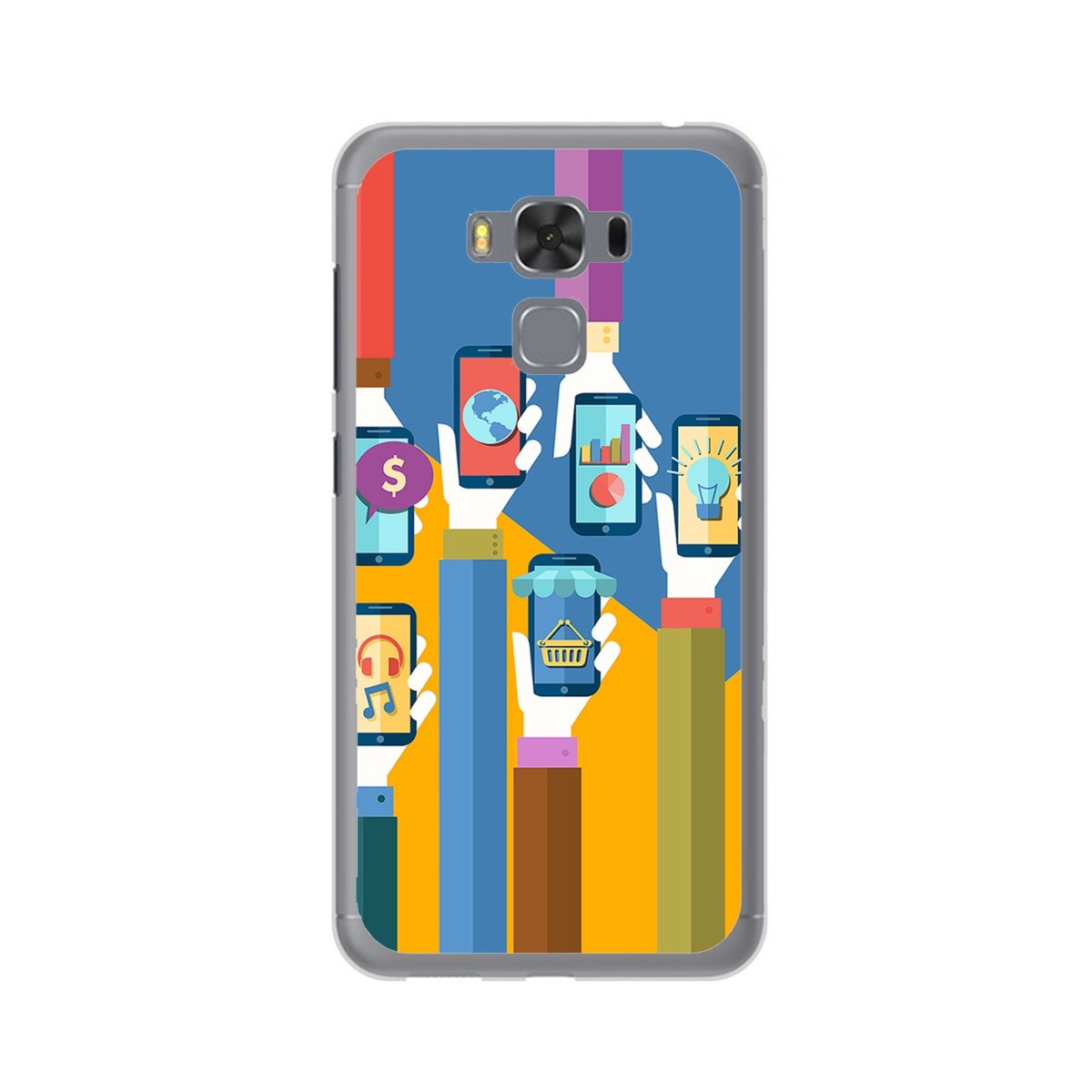 Funda Gel Tpu para Asus Zenfone 3 Max 5.5" Zc553Kl Diseño Apps Dibujos