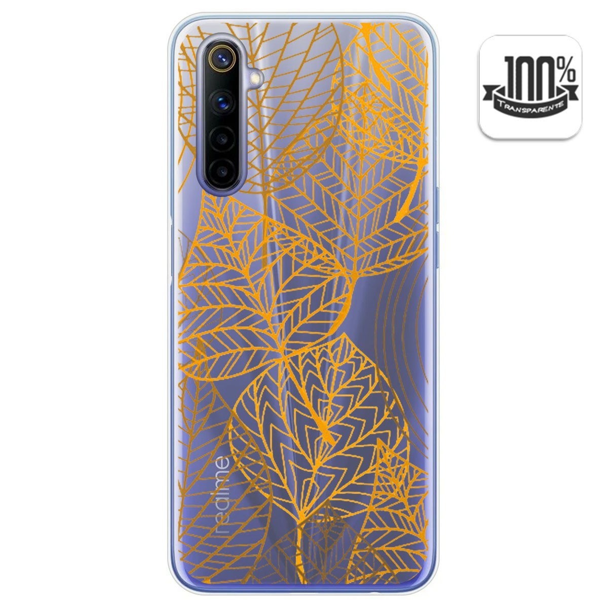 Funda Gel Transparente para Realme 6 diseño Hojas Dibujos