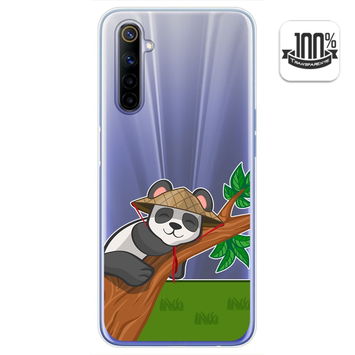 Funda Gel Transparente para Realme 6 diseño Panda Dibujos