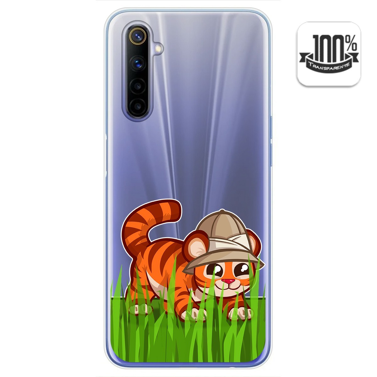 Funda Gel Transparente para Realme 6 diseño Tigre Dibujos