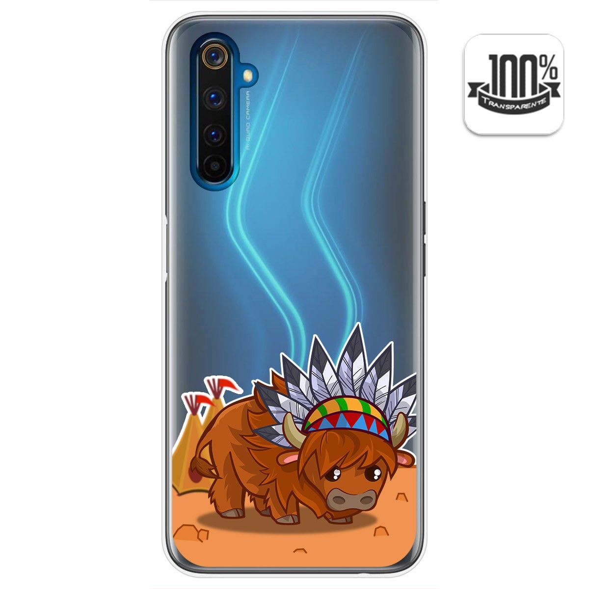 Funda Gel Transparente para Realme 6 Pro diseño Bufalo Dibujos