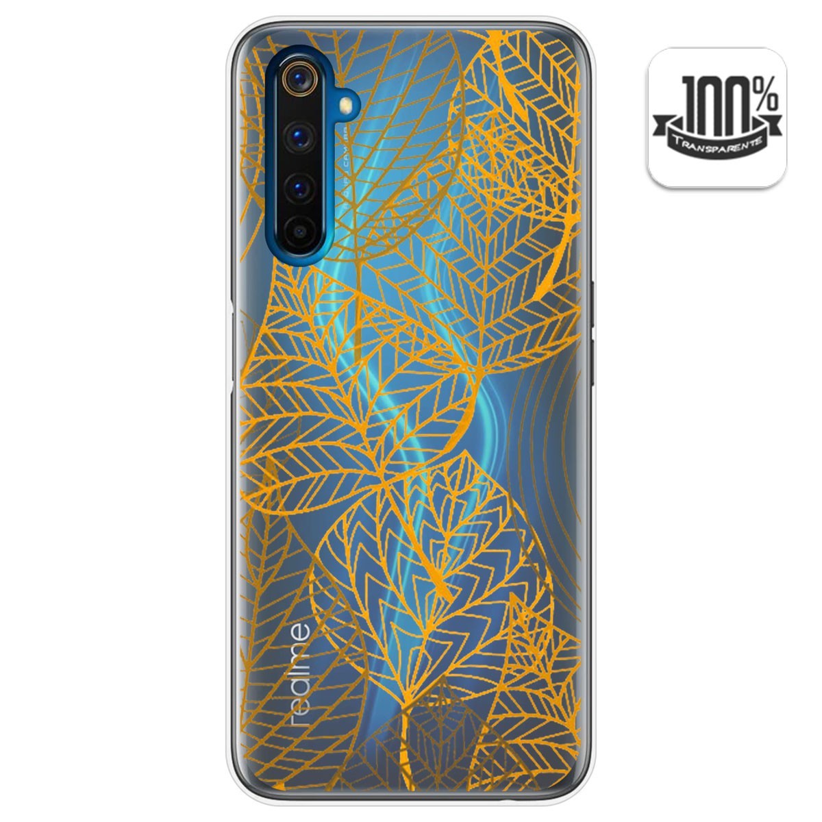 Funda Gel Transparente para Realme 6 Pro diseño Hojas Dibujos