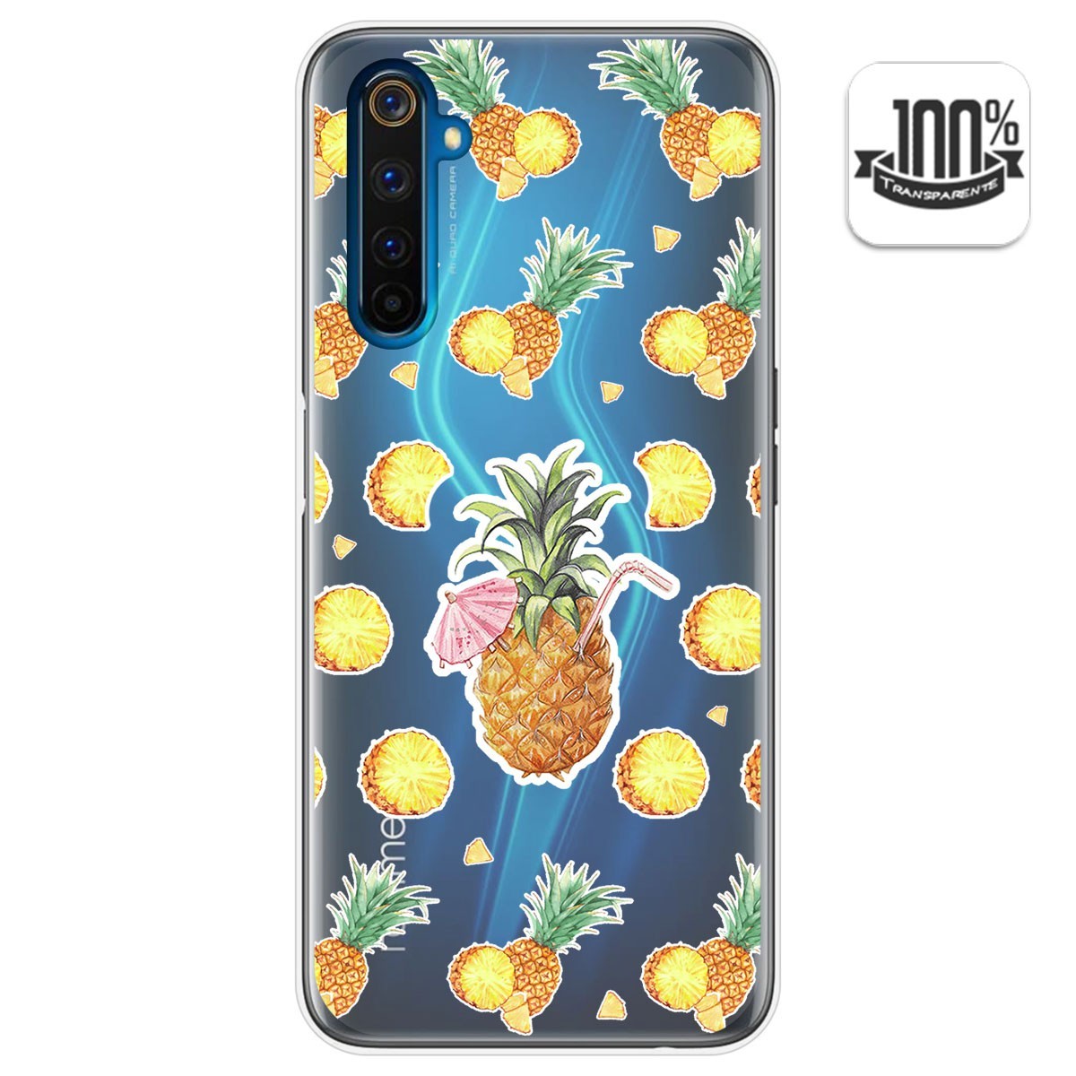 Funda Gel Transparente para Realme 6 Pro diseño Piña Dibujos