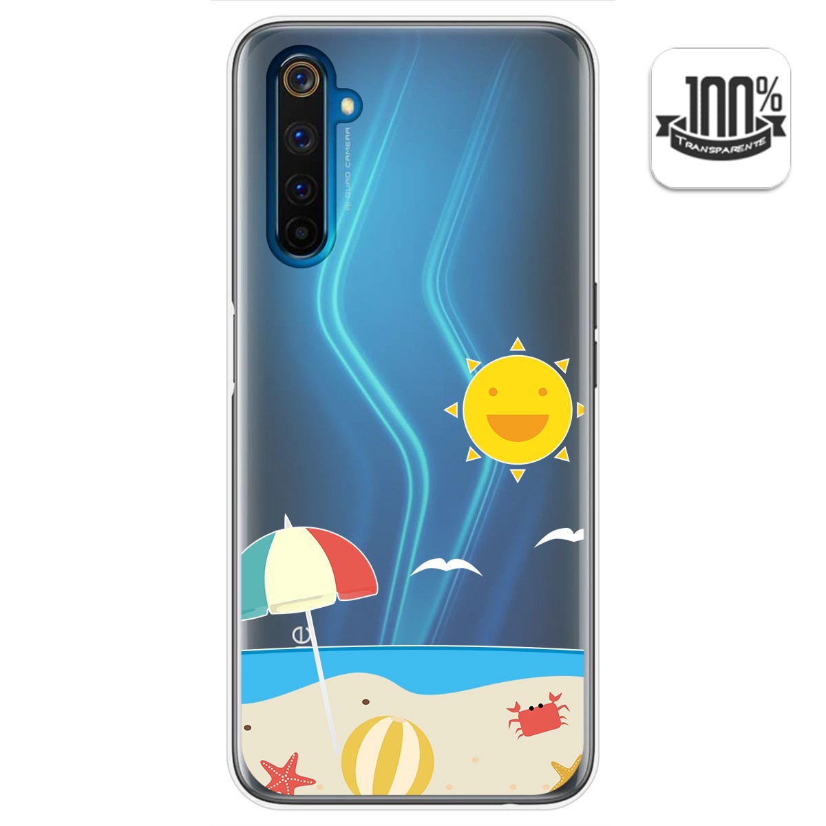 Funda Gel Transparente para Realme 6 Pro diseño Playa Dibujos