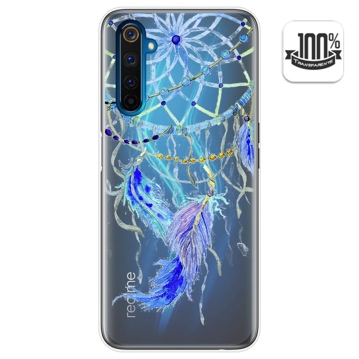 Funda Gel Transparente para Realme 6 Pro diseño Plumas Dibujos