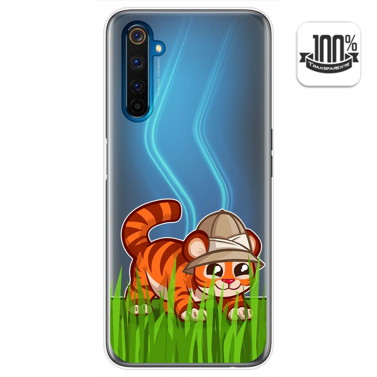 Funda Gel Transparente para Realme 6 Pro diseño Tigre Dibujos