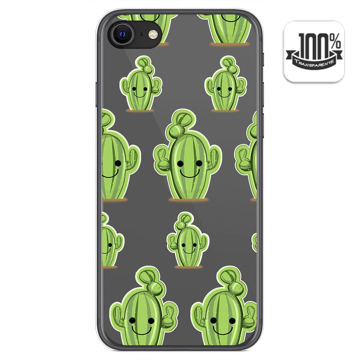Funda Gel Transparente para Iphone SE 2020 diseño Cactus Dibujos
