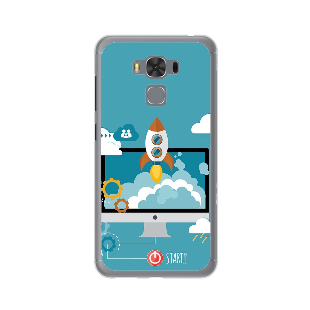 Funda Gel Tpu para Asus Zenfone 3 Max 5.5" Zc553Kl Diseño Cohete Dibujos