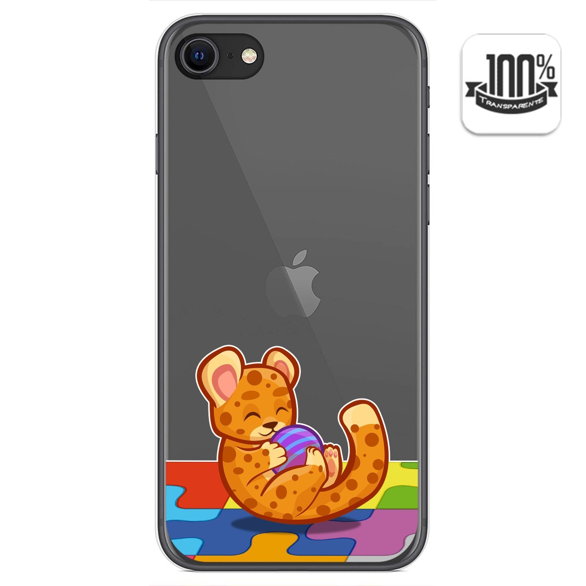 Funda Gel Transparente para Iphone SE 2020 diseño Leopardo Dibujos
