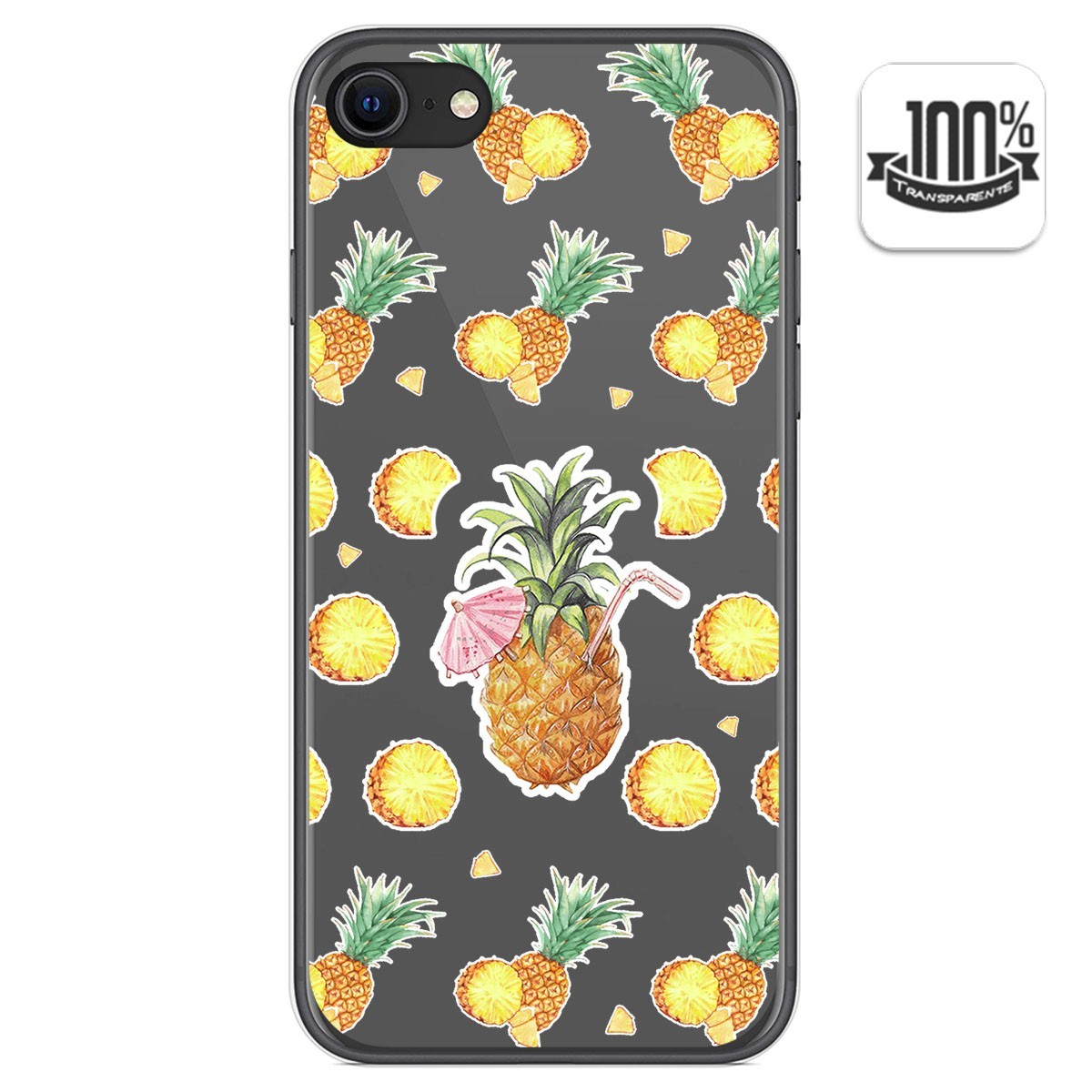 Funda Gel Transparente para Iphone SE 2020 diseño Piña Dibujos