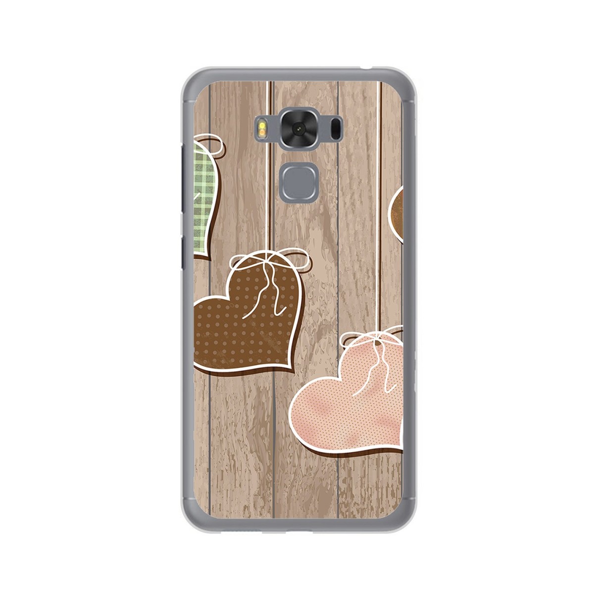 Funda Gel Tpu para Asus Zenfone 3 Max 5.5" Zc553Kl Diseño Corazones Madera Dibujos