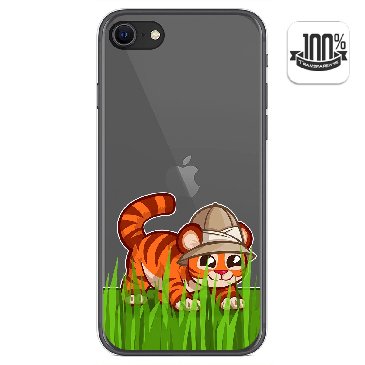 Funda Gel Transparente para Iphone SE 2020 diseño Tigre Dibujos