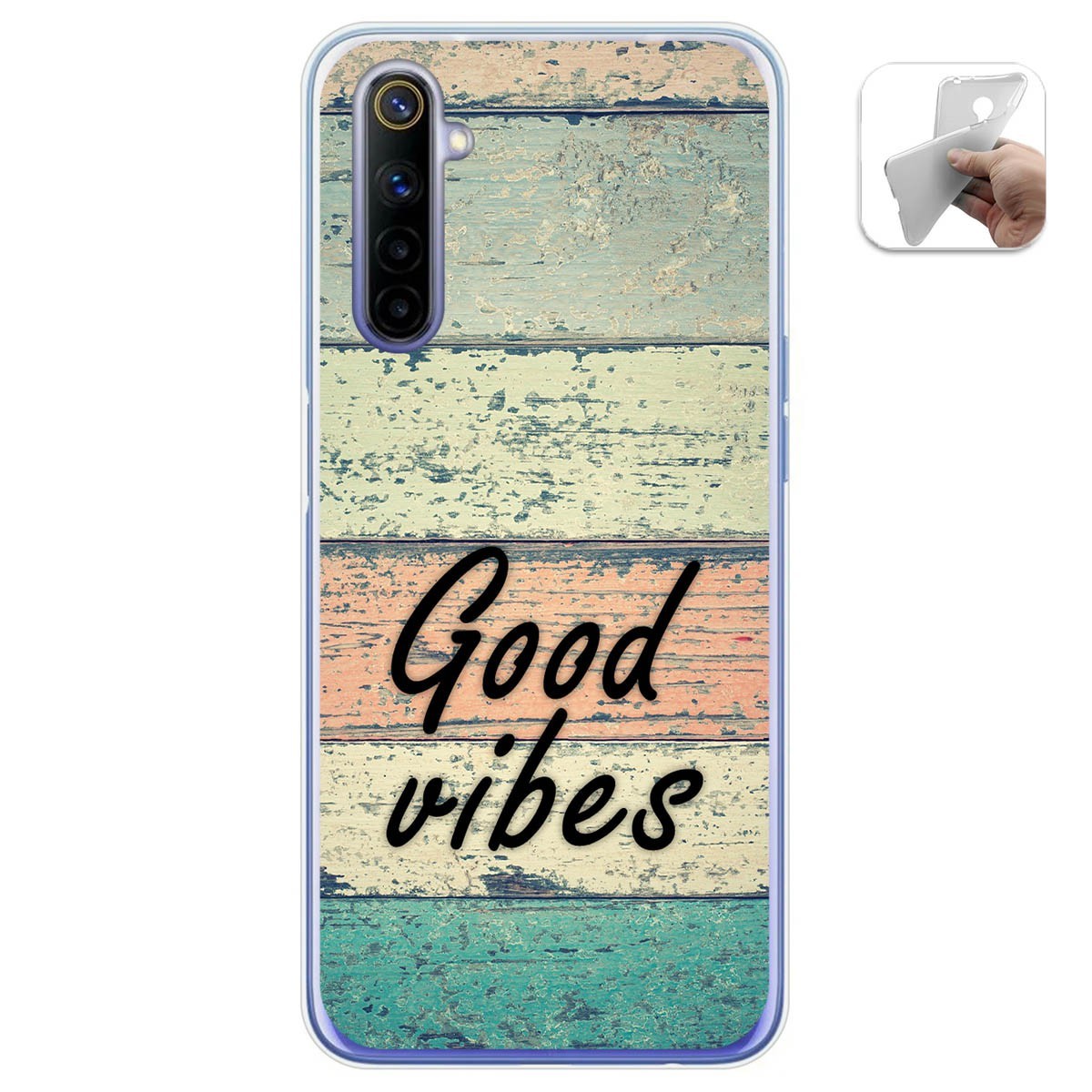 Funda Gel Tpu para Realme 6 diseño Madera 01 Dibujos