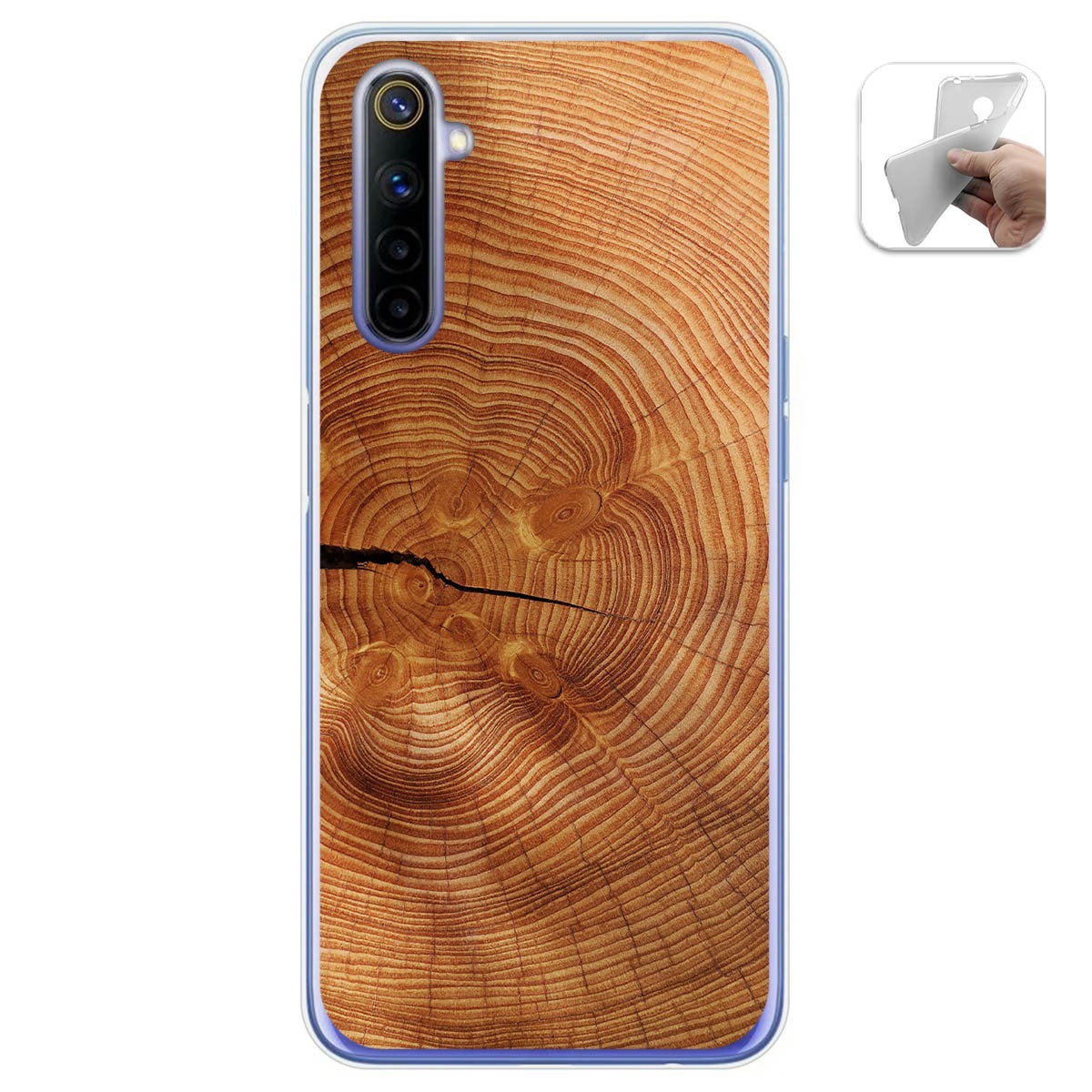 Funda Gel Tpu para Realme 6 diseño Madera 04 Dibujos