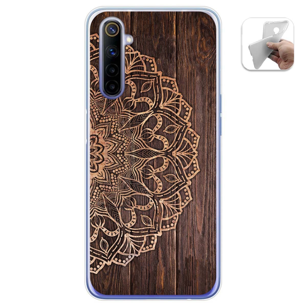 Funda Gel Tpu para Realme 6 diseño Madera 06 Dibujos