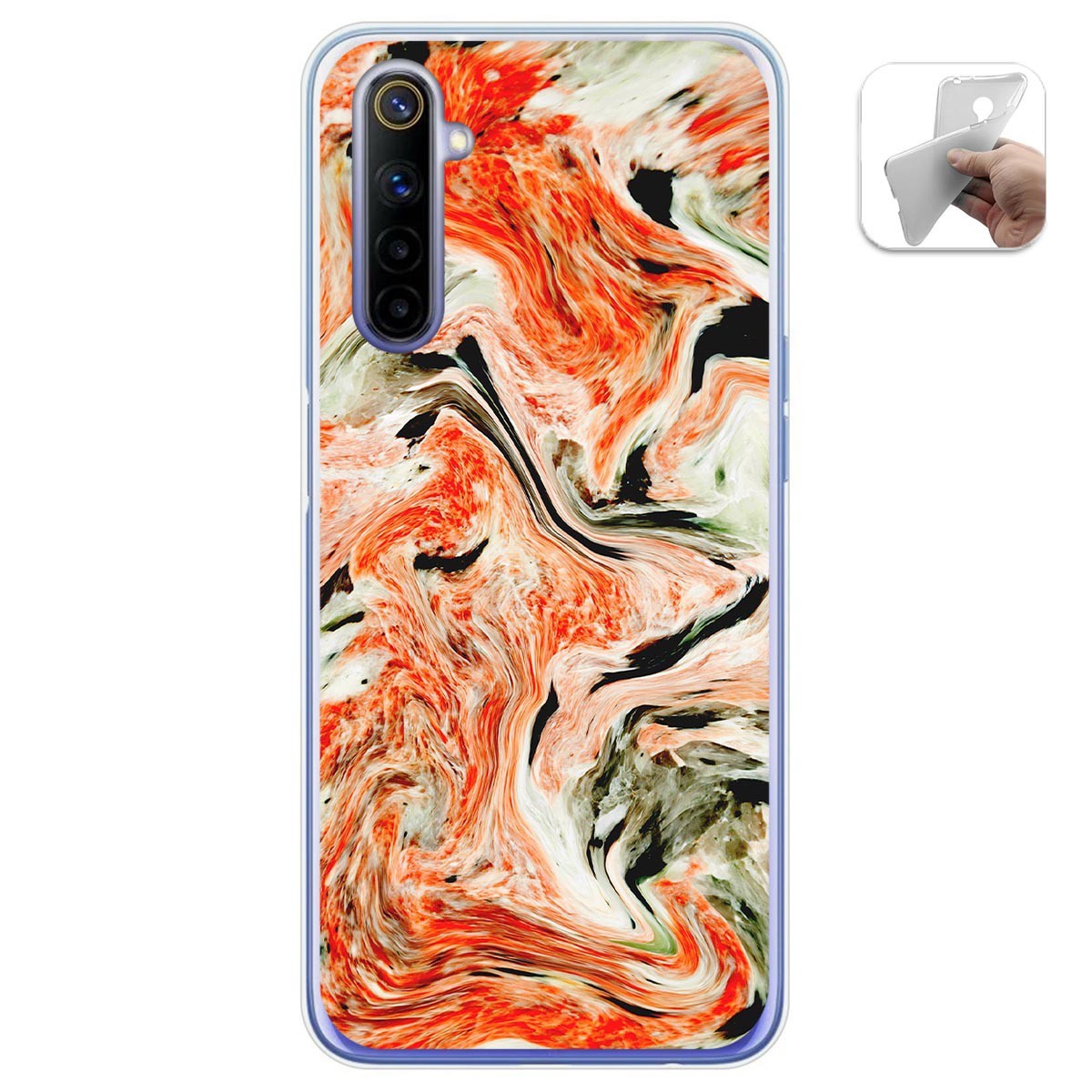 Funda Gel Tpu para Realme 6 diseño Mármol 12 Dibujos
