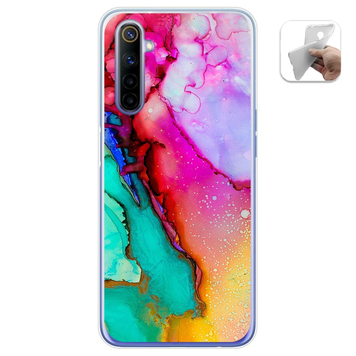 Funda Gel Tpu para Realme 6 diseño Mármol 15 Dibujos