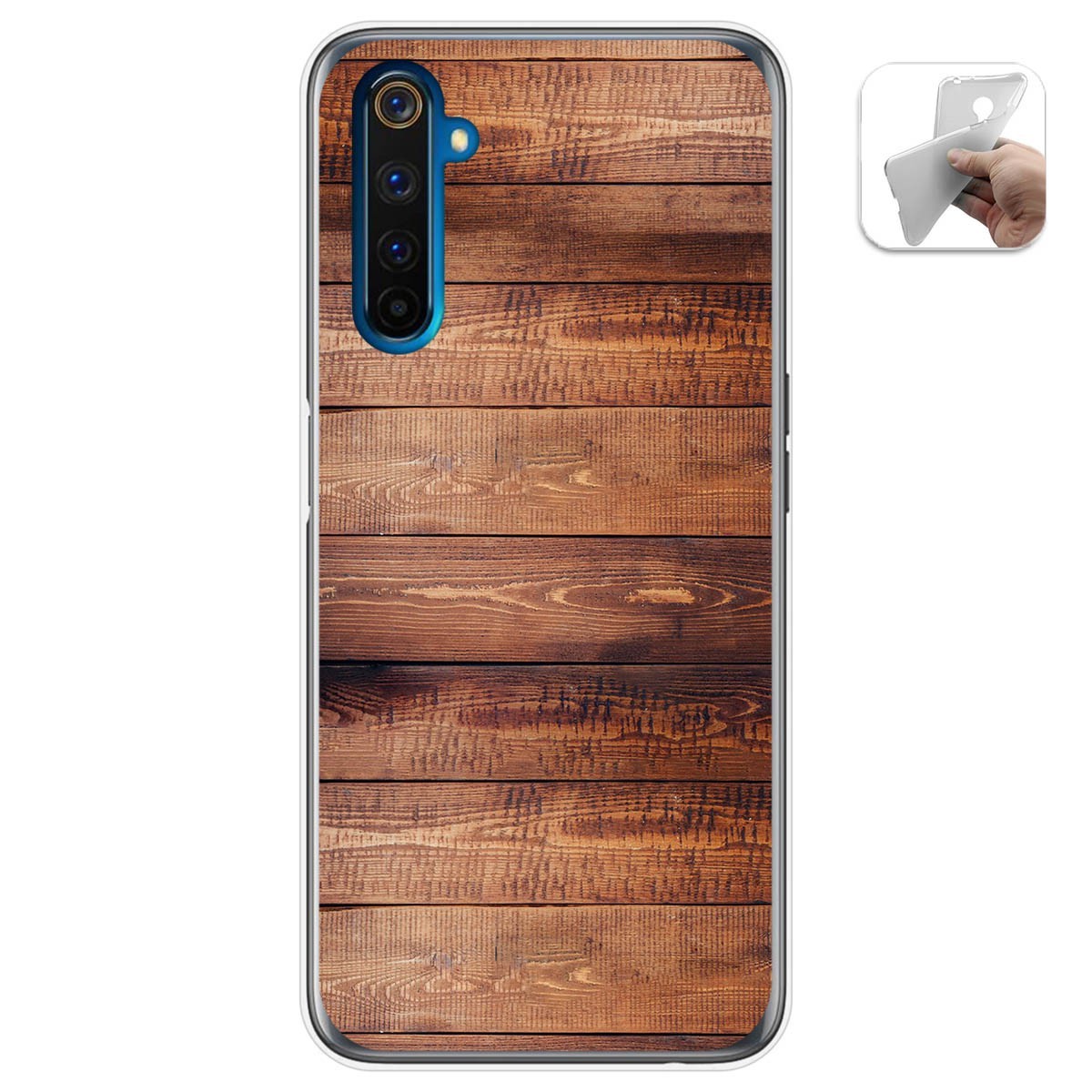 Funda Gel Tpu para Realme 6 Pro diseño Madera 02 Dibujos