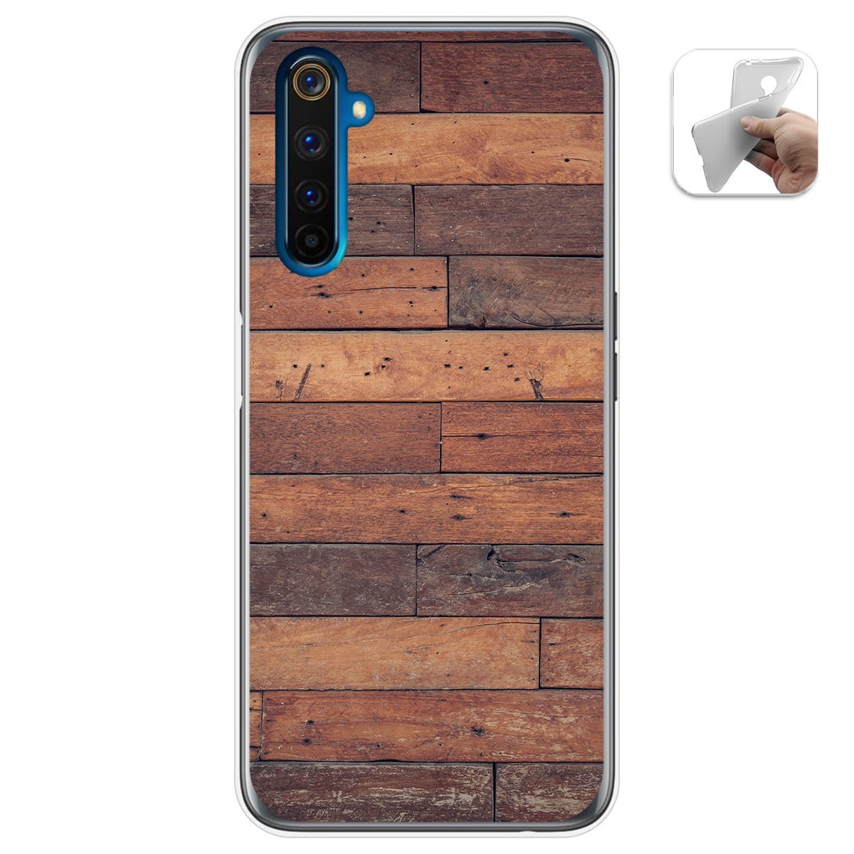Funda Gel Tpu para Realme 6 Pro diseño Madera 03 Dibujos