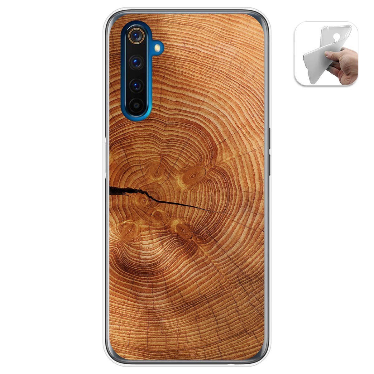 Funda Gel Tpu para Realme 6 Pro diseño Madera 04 Dibujos