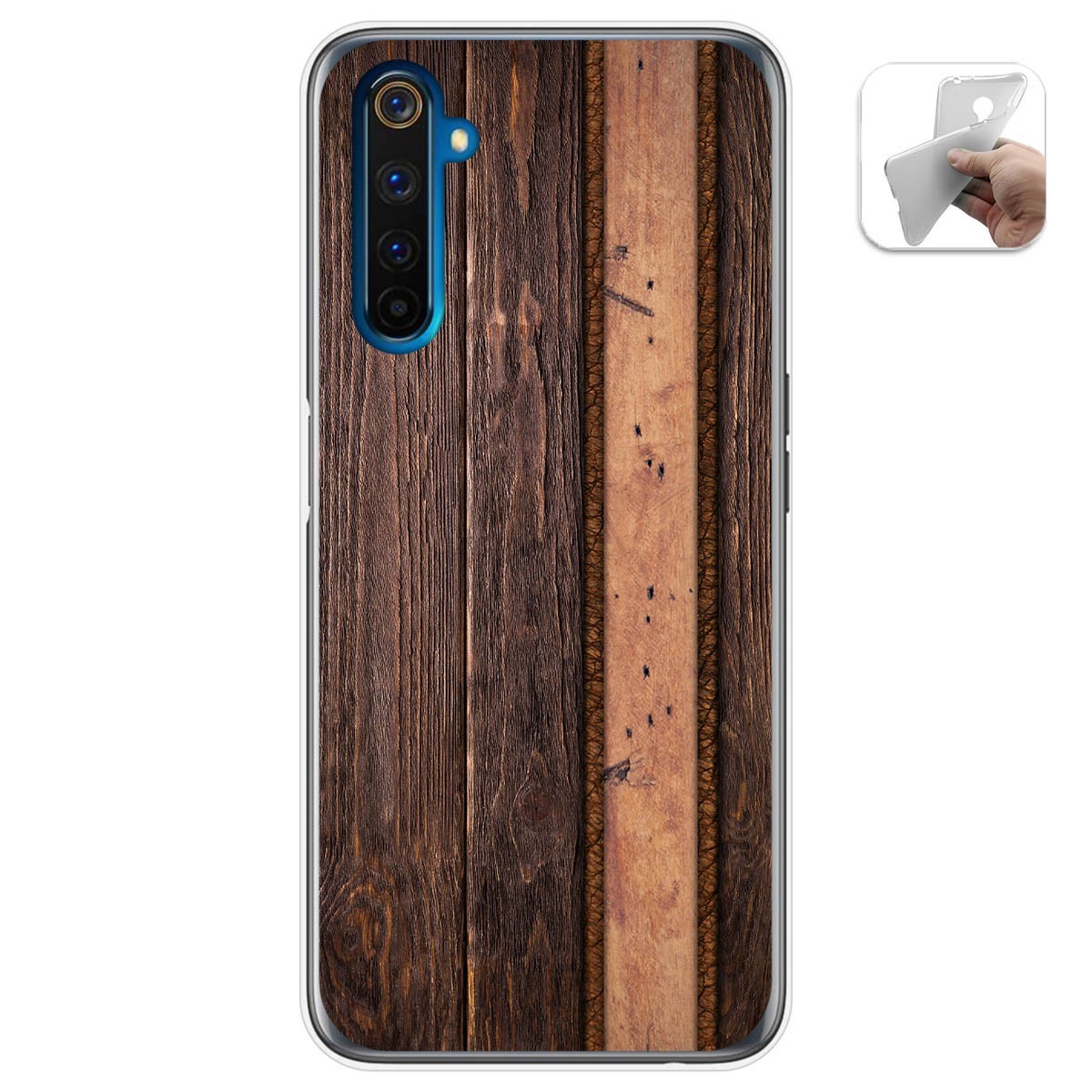 Funda Gel Tpu para Realme 6 Pro diseño Madera 05 Dibujos