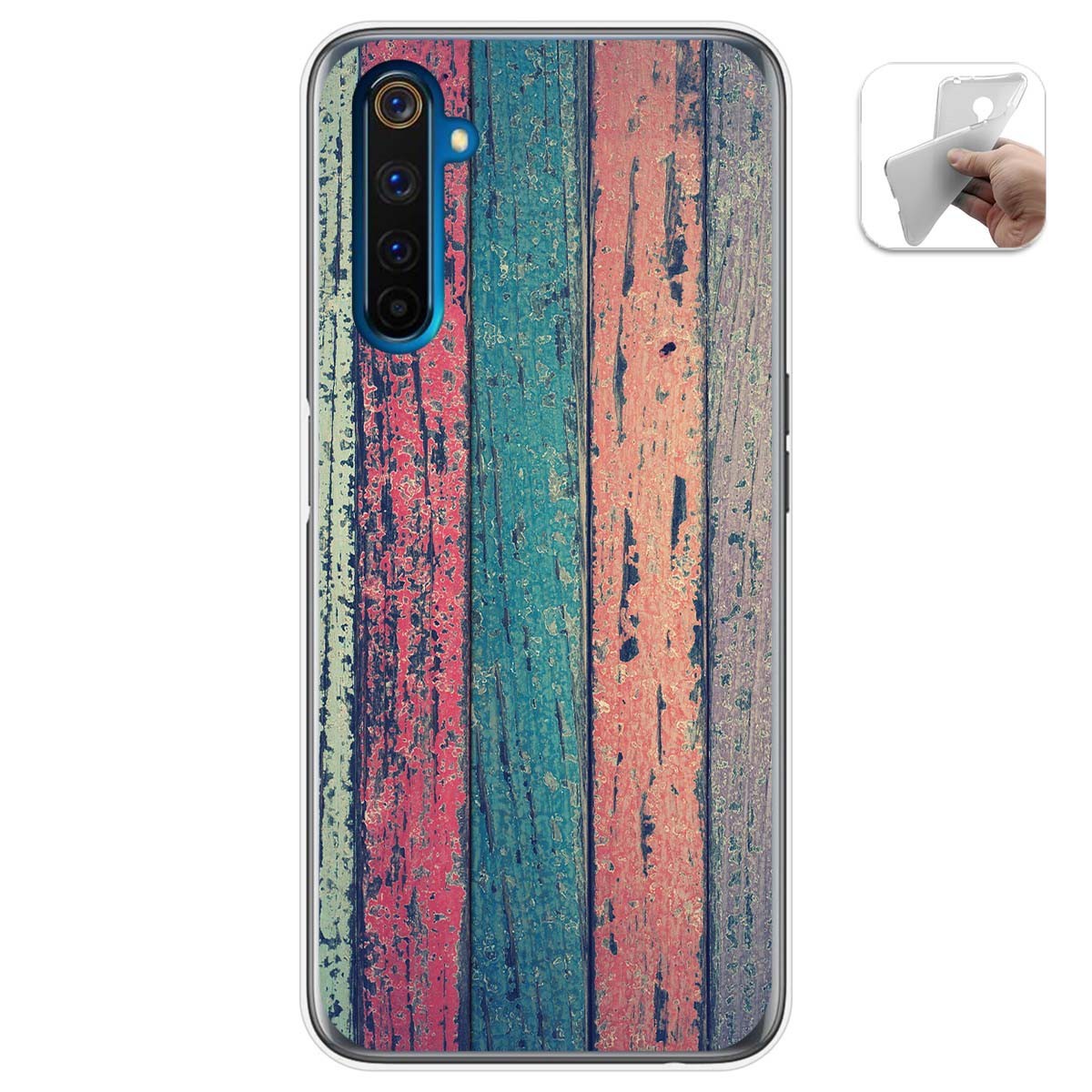 Funda Gel Tpu para Realme 6 Pro diseño Madera 10 Dibujos