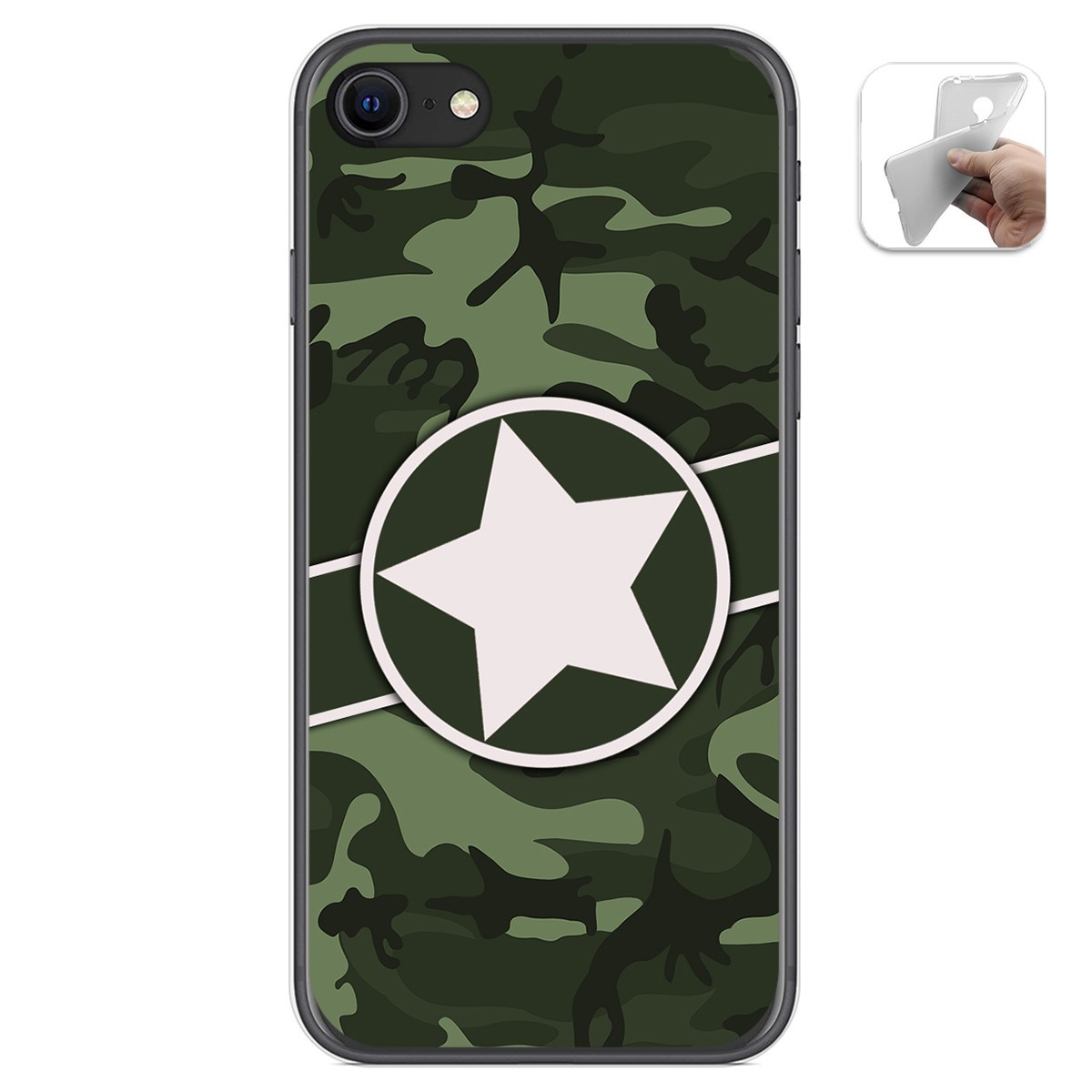 Funda Gel Tpu para Iphone SE 2020 diseño Camuflaje 01 Dibujos