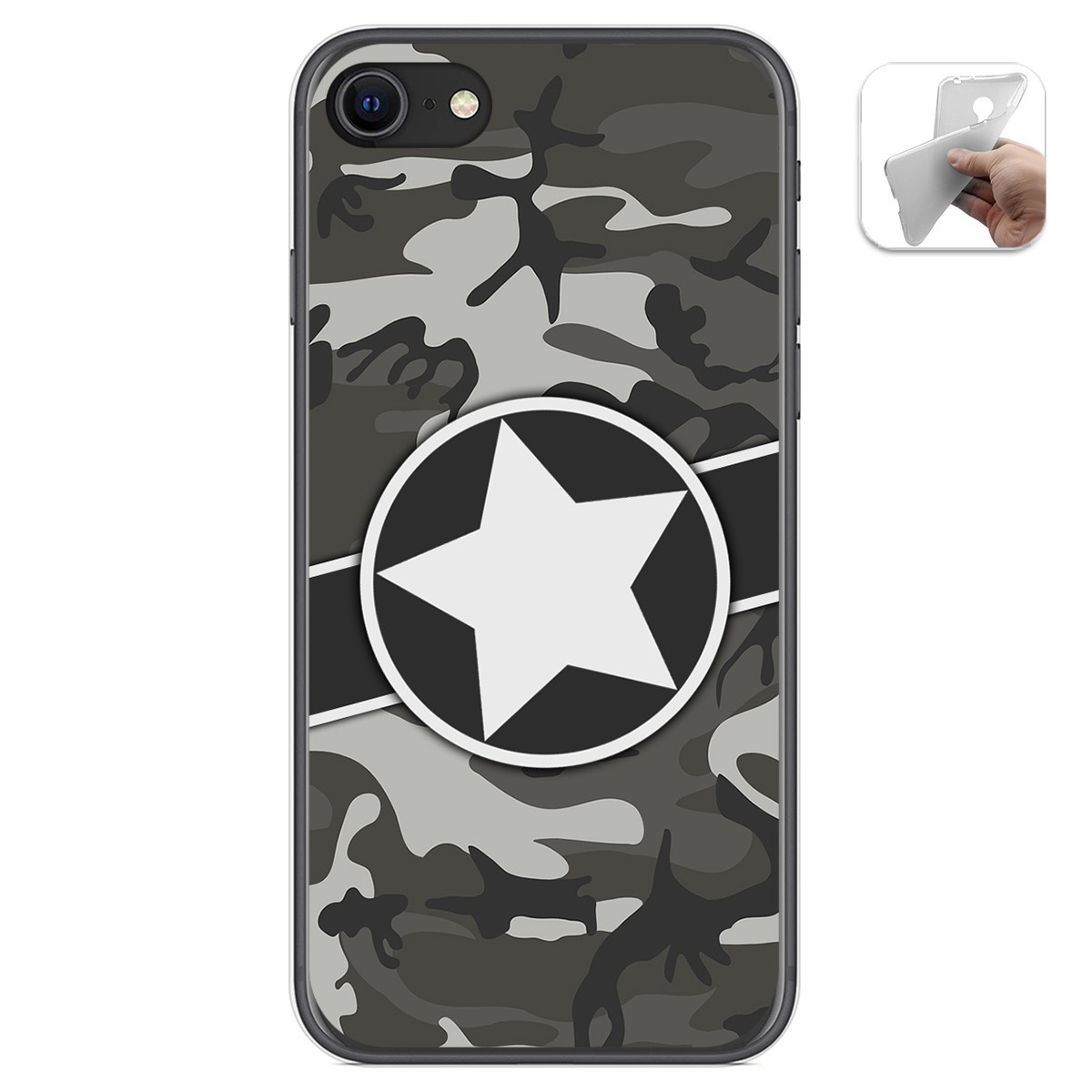 Funda Gel Tpu para Iphone SE 2020 diseño Camuflaje 02 Dibujos