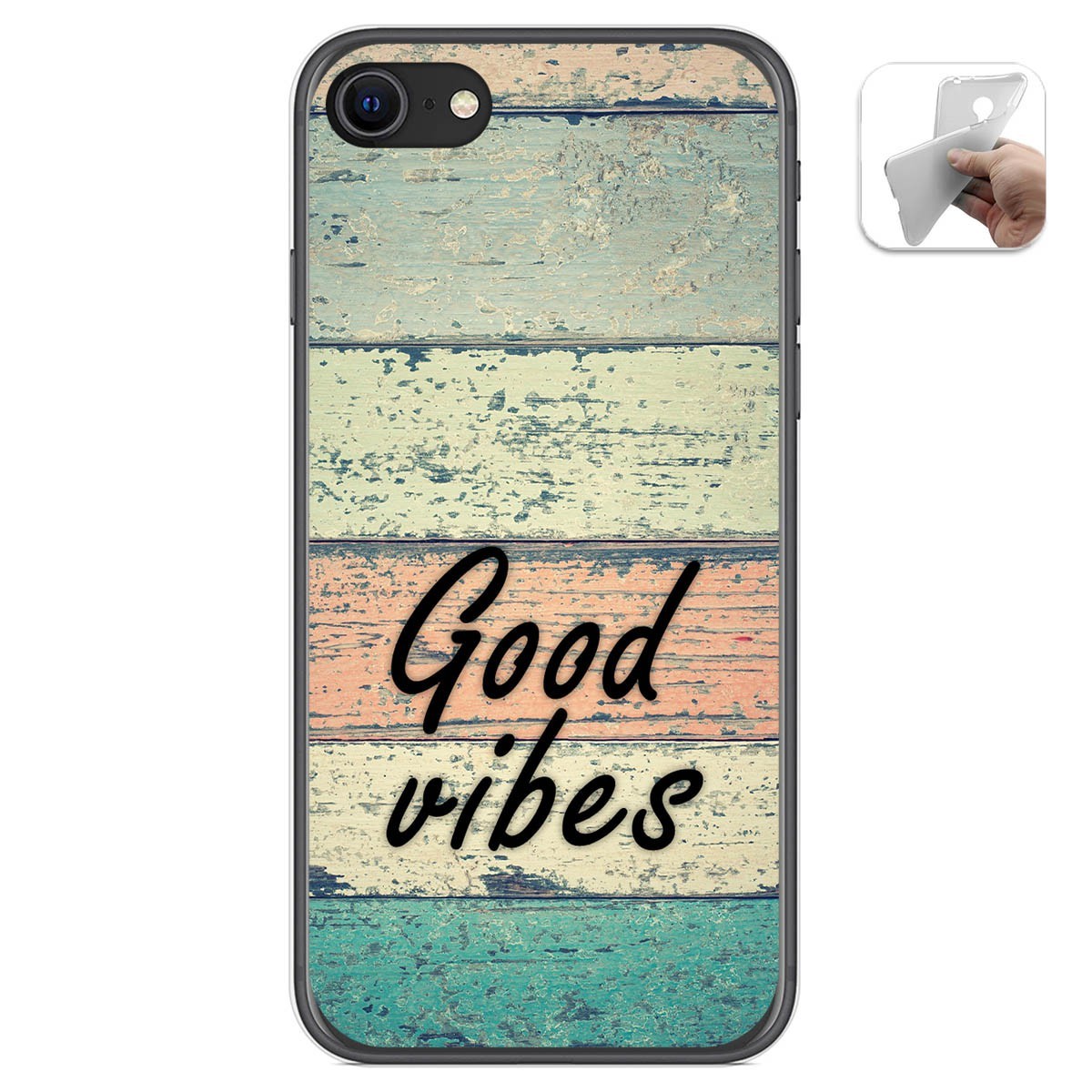 Funda Gel Tpu para Iphone SE 2020 diseño Madera 01 Dibujos