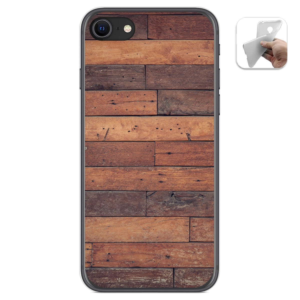 Funda Gel Tpu para Iphone SE 2020 diseño Madera 03 Dibujos