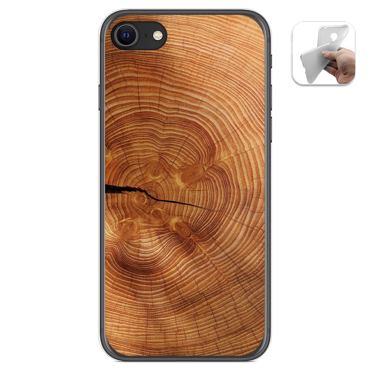 Funda Gel Tpu para Iphone SE 2020 diseño Madera 04 Dibujos