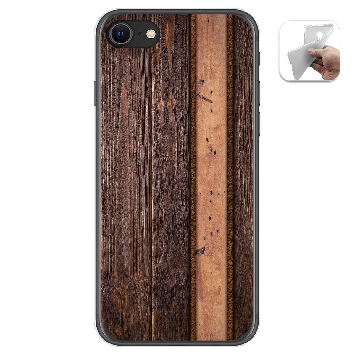 Funda Gel Tpu para Iphone SE 2020 diseño Madera 05 Dibujos