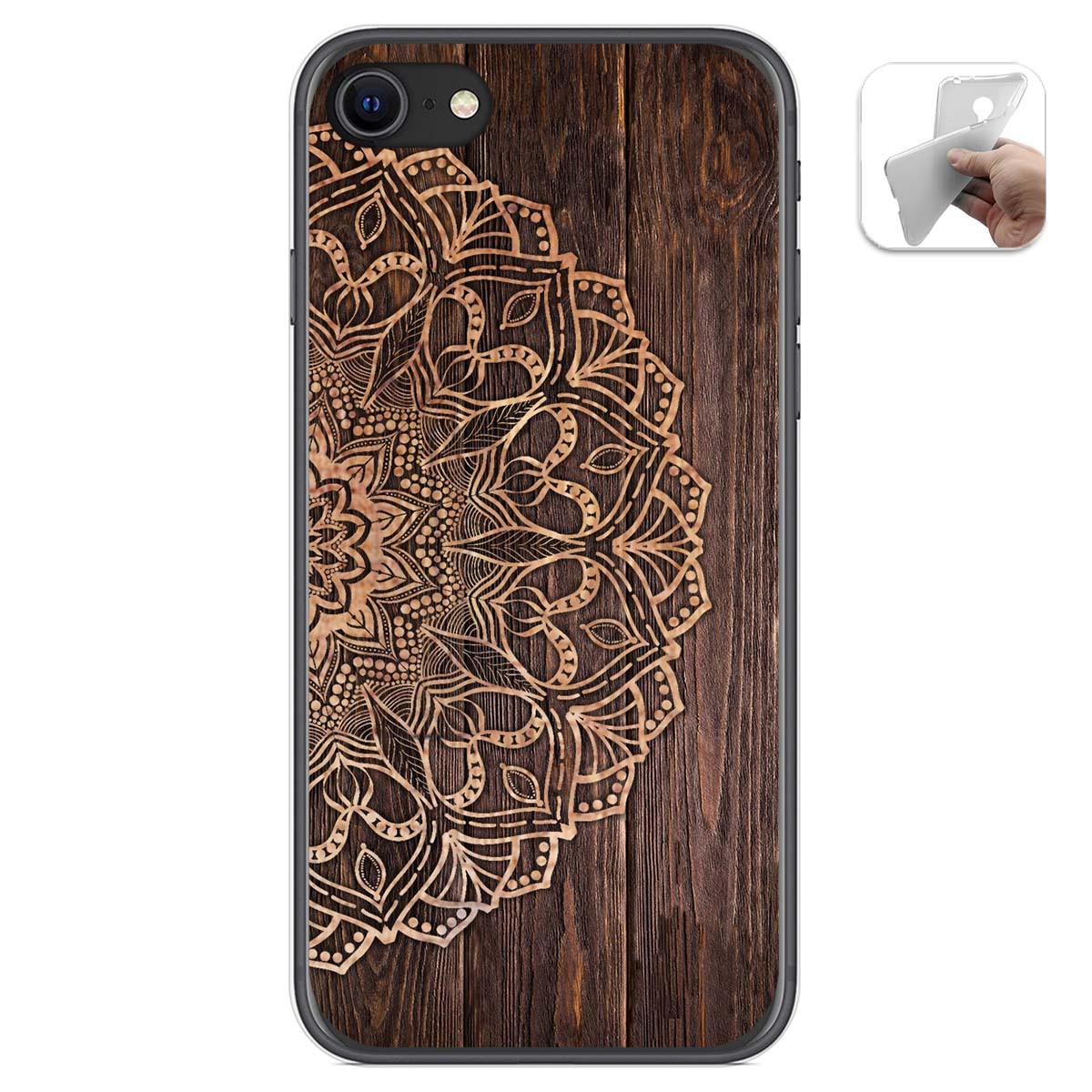 Funda Gel Tpu para Iphone SE 2020 diseño Madera 06 Dibujos