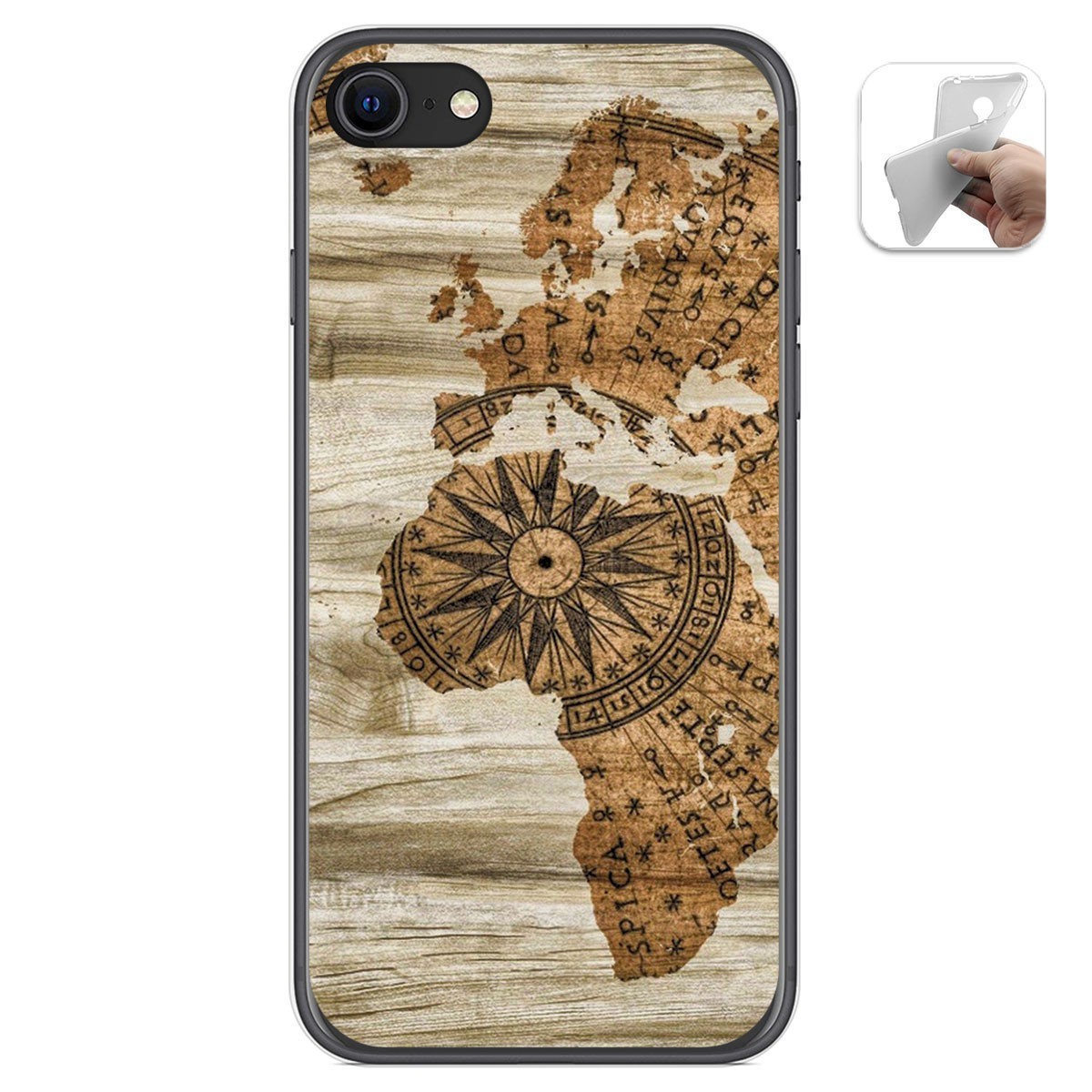 Funda Gel Tpu para Iphone SE 2020 diseño Madera 07 Dibujos